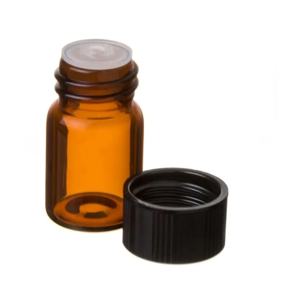 AMBER GLASS BOTTLES with Reducer 5/8 Dram 144 count NEW! - Picture 4 of 6